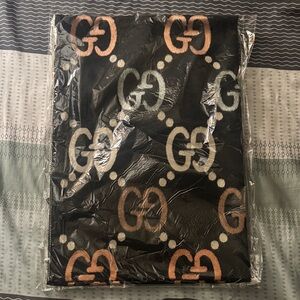 Black and Beige GG Patterned Scarf